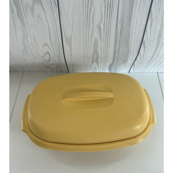 Tupperware Vintage Harvest Gold Microwave 3 Piece Rice Vegetable Steamer - Picture 1 of 6
